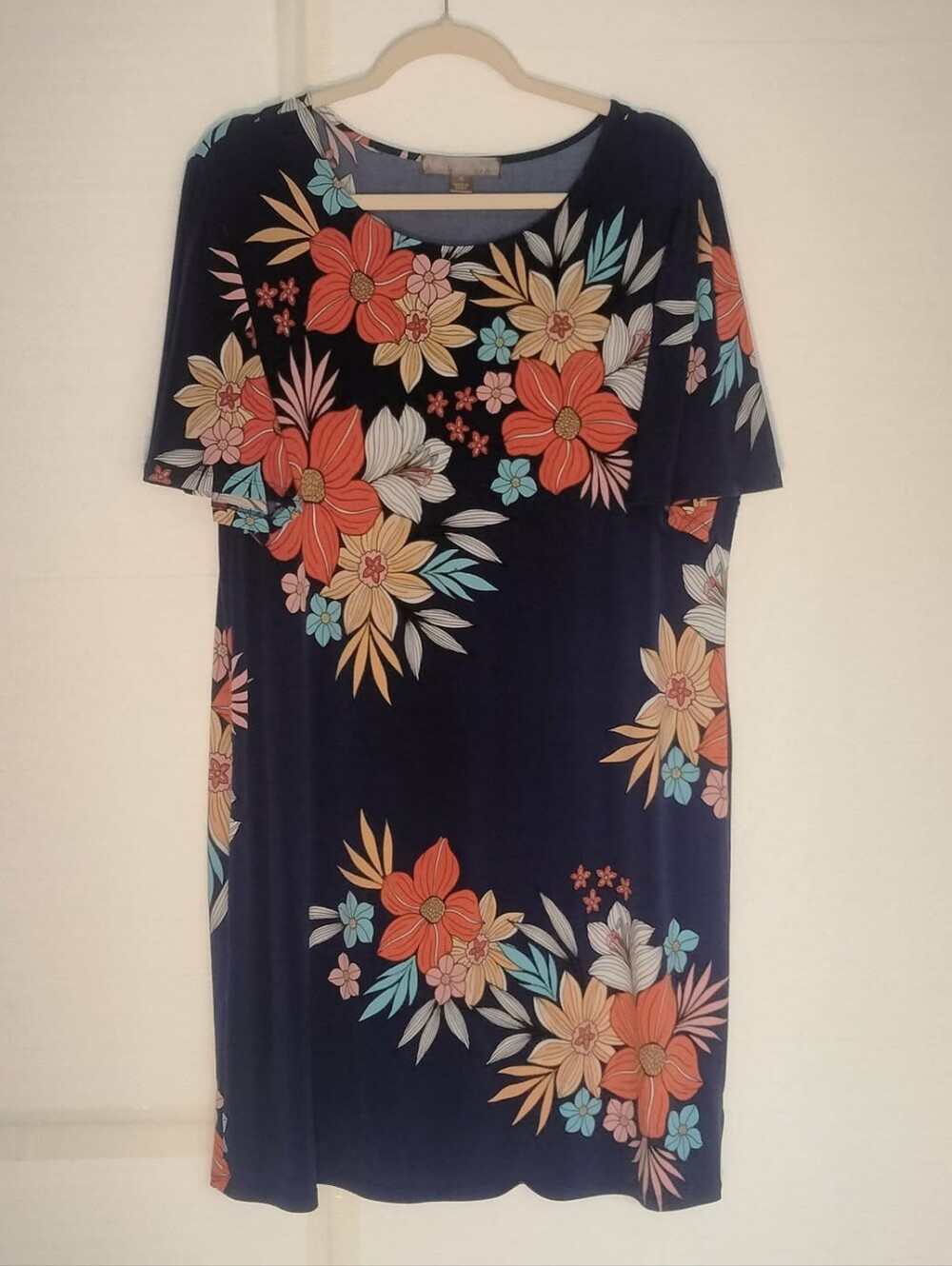 Retro Style Alexander + Oak Navy Floral Short-Sleeve Shift Dress